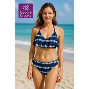 NWT Bobbie Brooks Blue Tie Dye Bikini Sz. L